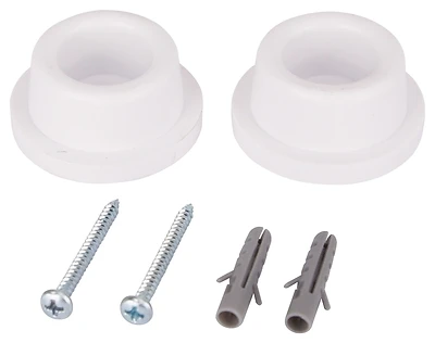 Wall Mount Door Stop, 1-3/4" X 3/4" X 5/8", White Rubber Bumper