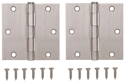 3.5 X 3.5 Inch Satin Nickel Door Hinge - Thick Leaf Steel