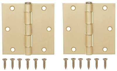 3.5 X 3.5 Inch Satin Brass Door Hinge - Thick Leaf Steel