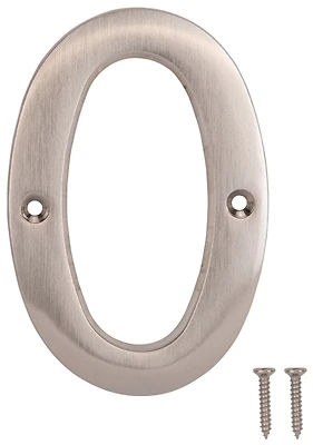 4 Inch House Number 0 Die Cast Zinc In Satin Nickel Finish