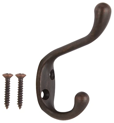 Heavy Duty Coat And Hat Hook, Venetian Bronze, 2 Hooks, Model H6271007vb3l-ps
