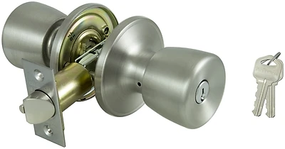 Ts600v-ps Entry Tubular Knobset, Stainless Steel, Adjustable Latch, Keyed Security