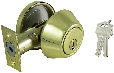 Prosource Single Cylinder Deadbolt, Poly Brass, Full-Lip Radius