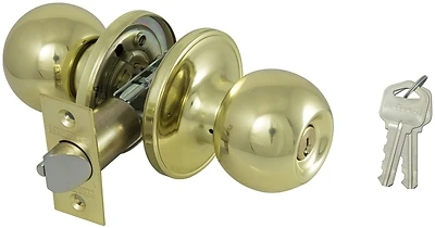 Prosource T3700V-PS Entry Knobset, Tubular Poly Brass, Adjustable Latch