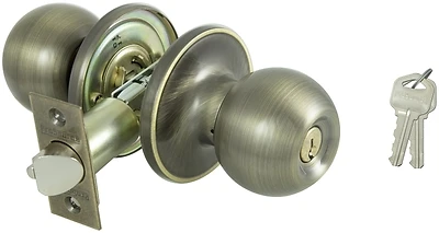 T3800v-ps Entry T3 Tubular Anti Brass Knobset, Adjustable Latch Bolt