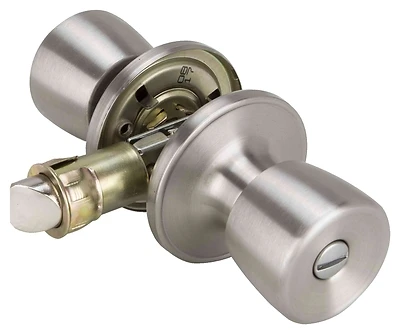 ProSource T-5764SS-BK Adjustable Privacy Door Knob Lockset, Stainless Steel