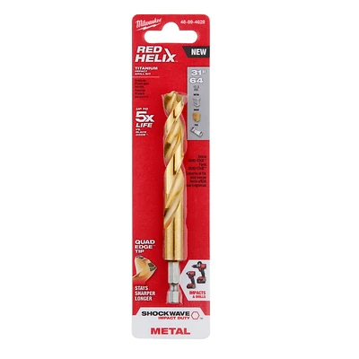 Milwaukee Shockwave 48-89-4628 Impact Drill Bit, 31/64 In., Hex Shank