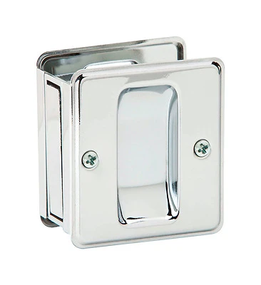 Bright Chrome Brass Outdoor Pull Handle For Sliding Doors 1-3/8" To 1-1/2" Thick