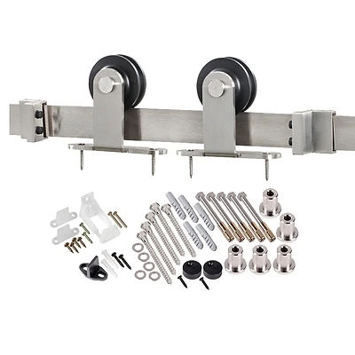 Stainless Steel Top Mount Barn Door Hardware Kit For 1-3/8 To 1-3/4 In Thick Doors