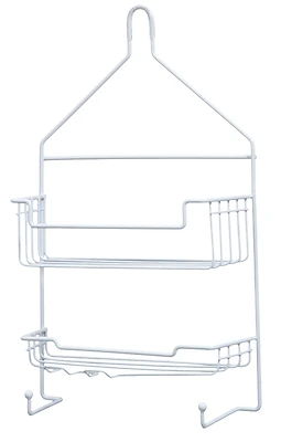 Kenney KN614121 Hanging Shower Caddy, 2-Shelf, Metal, White, 17 x 10 In.