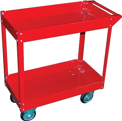 Tc4102 Heavy-duty 2-shelf Steel Service Cart, 242 Lb Capacity, Red