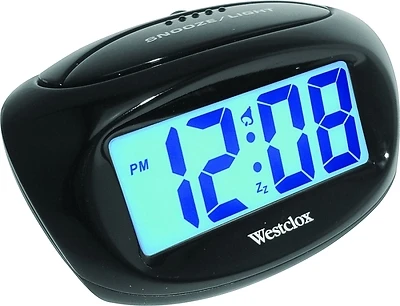Westclox 70043X Digital Alarm Clock, LCD Display, Black