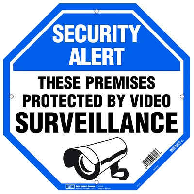Hy-Ko OCT-100 Security Alert Sign, Octagon, Plastic, 12 In. X 12 In.