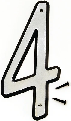 Hy-Ko 30604 House Number Four, 4 In, Reflective White Plastic