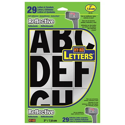 Hy-Ko MM-29L Reflective Vinyl Letter Set A-Z, 3 In., 29 Pc.