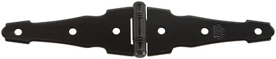 4 In. Black Steel Ornamental Strap Hinge, Model N109-036, 1 Pk