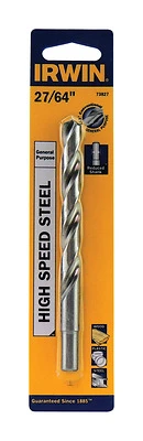 27/64 In. X 5-3/8 In. High Speed Steel Drill Bit - Straight Shank