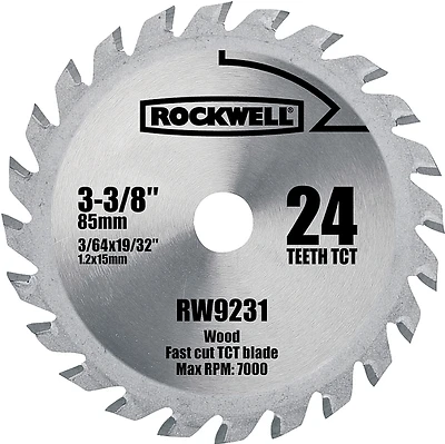 3-3/8 In. Versacut Carbide Tipped Saw Blade 24 Teeth Model Rw9231