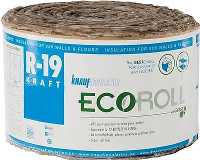 Knauf R-19 Kraft Faced Fiberglass Insulation Roll, 15 In. x 39 Ft.