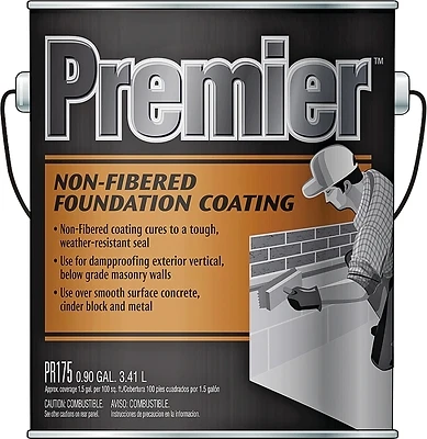 Premier Pr175042 Non-fibered Foundation Coating, 0.9 Gal, Black, Pack Of 4