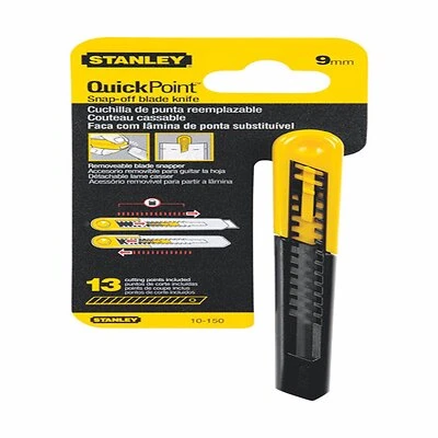 Stanley 10-150 Quick-Point Retractable Snap Knife, Black/Yellow