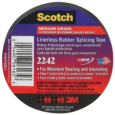 Scotch Linerless Electrical Splicing Tape, Medium-Grade, .75 In. x 15 Ft.