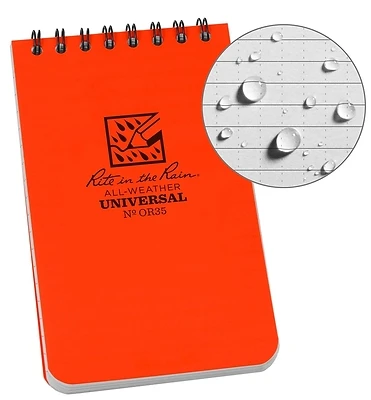 Rite in the Rain OR35 All-Weather Notebook, 3 x 5 In., Orange