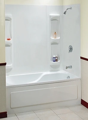 Utah 5-Pc. Bathtub Wall Surround, Polystyrene, Glue Up Installation, White, 59 - 60 x 31.75 In. High