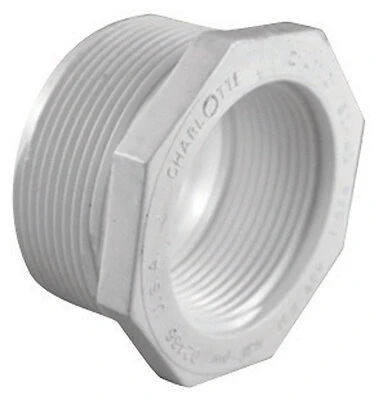 Schedule 40 PVC Reducing Bushing, White, 2 x 1 In.