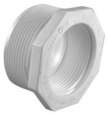 Schedule 40 Reducing Pipe Bushing, White, Male x Female Thread, 1-1/4 x 3/4 In.
