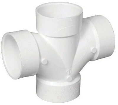 Schedule 40 DWV PVC Double Sanitary Tee, 4 In.