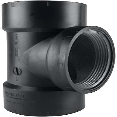 ABS/DWV Test Tee Without Cleanout Plug, Hub x Hub x FIP, 3 In.