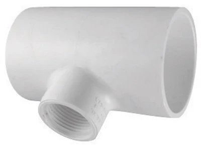 Schedule 40 PVC Reducing Tee, 1-1/2 x 1-1/2 x-3/4 In., Slip x Slip x Thread