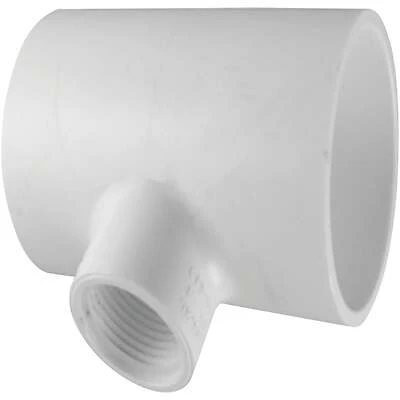 Schedule 40 PVC Reducing Tee, White, 1-1/4 x 1-1/4 x 3/4 In., Slip x Slip x Thread