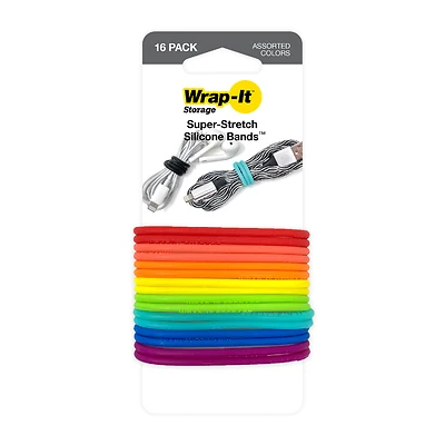 Super-Stretch Silicone Bands, Multi-Color, 16-Pk.