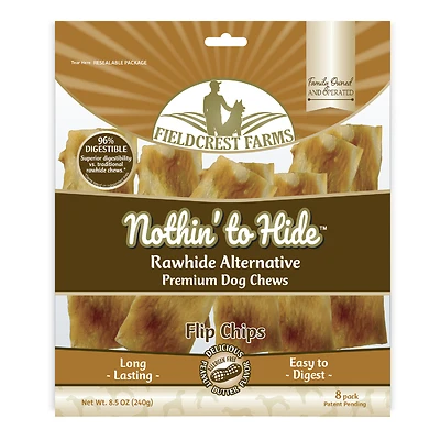 Fieldcrest Farms Nothin' to Hide Flip Chips Peanut Butter Flavored Dog Chew, 240 Gram, Count of 8