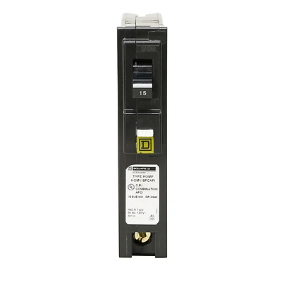 Square D HOM115PCAFIC Homeline CAFCI Circuit Breaker, 15-Amp, 1-Pole, 120V