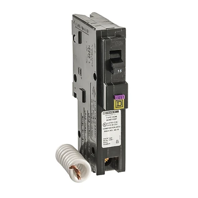 Square D HOM115DFC Homeline 15A Single-Pole Dual-Function Circuit Breaker