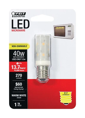 T8 E17 Led Bulb Warm White 40w Equivalent 1 Pk 270 Lumens 15,000 Hours