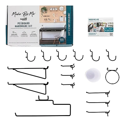 17-Pc. Pegboard Organization Hardware Kit, Matte Black Steel