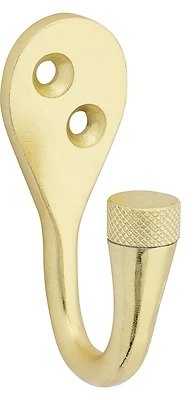 Powell Knurled Wall Hook, Brushed Gold