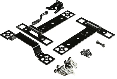 Gate Suite Kit With Hinges, Craftsman Style, Black