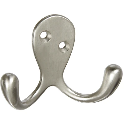 Hook, Robe, Double-Prong, Satin Nickel