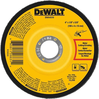 DeWalt DWA4510 Metal Grinding Wheel, 4 In. x 1/8 In., 24 Grit