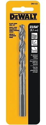 DeWalt DW1123 Black Oxide Drill Bit, 135° Split Point, 23/64 In.