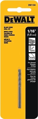 DeWalt DW1104 Black Oxide Drill Bit, 1/16 In., 2-Pk.