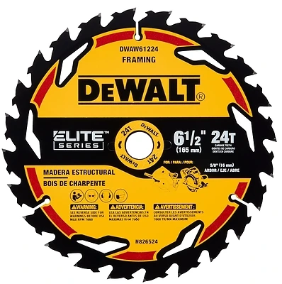 DeWalt DWAW61224 Elite Circular Saw Blade, 24-Tooth, 6-1/2 In.