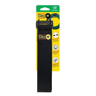 Wrap-It Storage 703-18B Storage Strap, 18 in L, 2 in W, Fastening Method: Hook and Loop