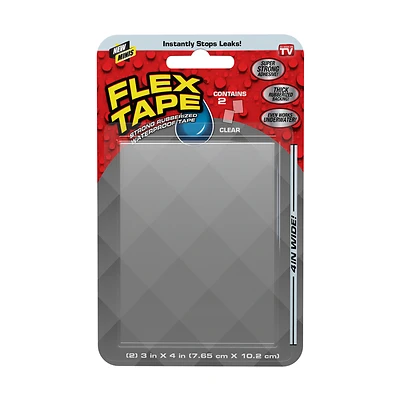 Flex Seal Flex Minis TFSCLRMINI Flex Tape, 4 in L, 3 in W, Rubber Backing, Clear