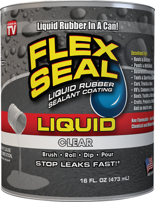 Flex Seal LFSCLRR16 Liquid Rubber Sealant, Clear, 16 oz